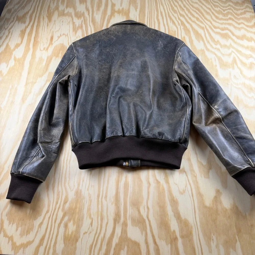 Vintage 80s Banana Republic Safari Leather Bomber Jacket Brown USA Men's Sz 40
